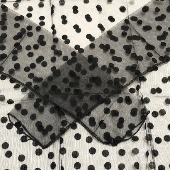 NEW Black Sheer Mesh Blouse Polka Dot Top S to MP - Picture 7 of 8